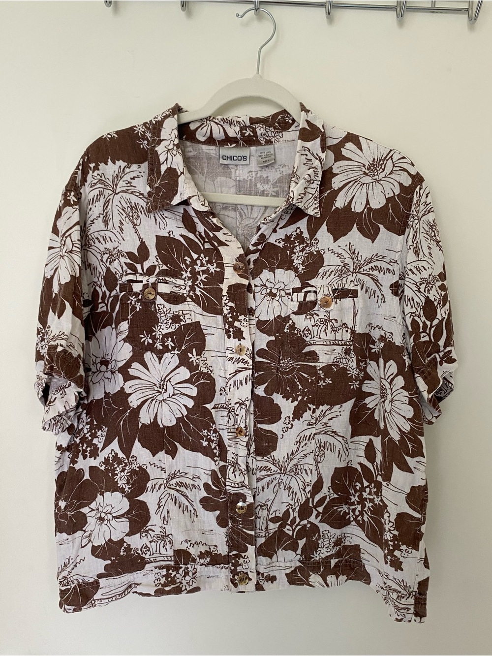 Linen Hawaiian Button Up Shirt